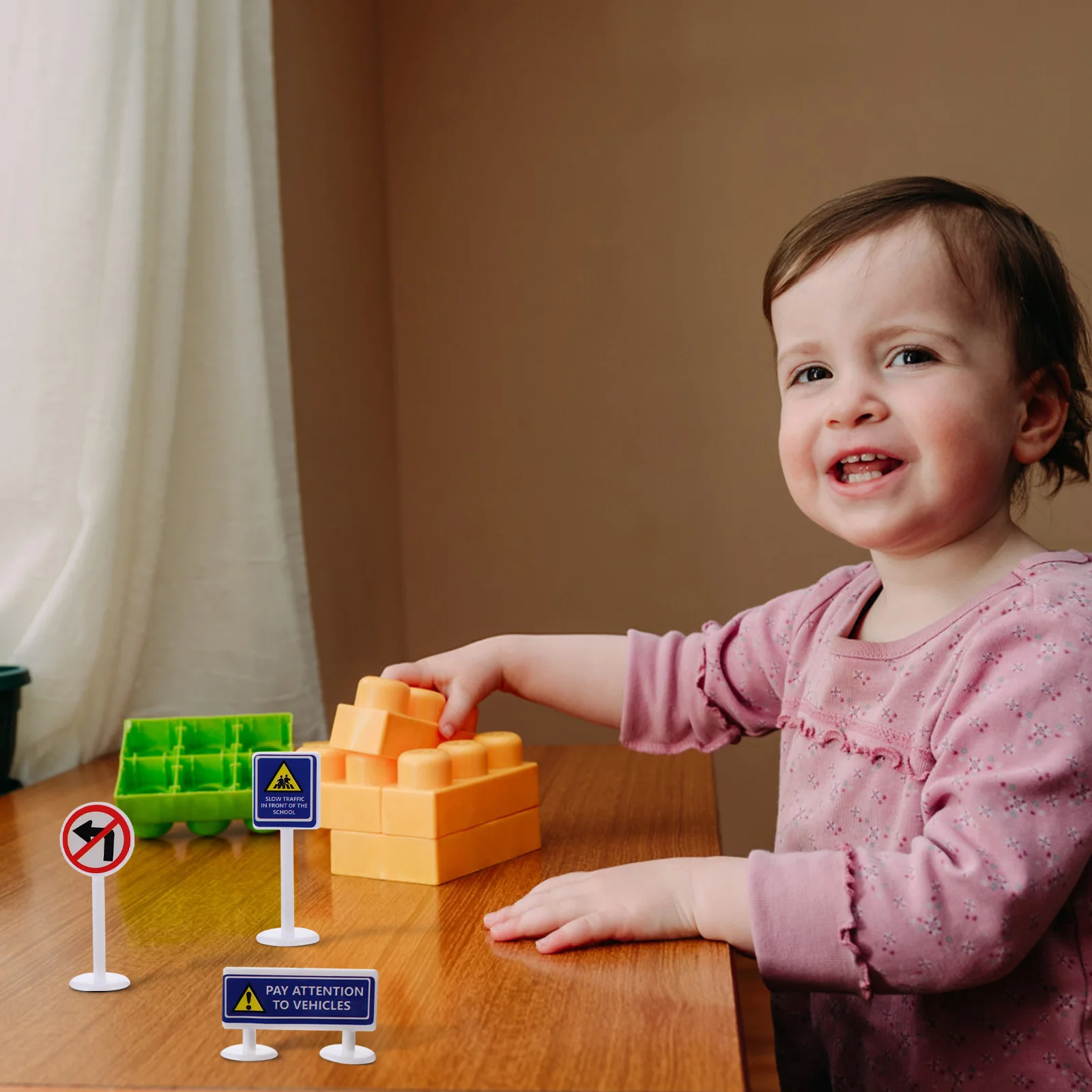 Conjunto de señales de tráfico para niños, señal de tráfico para estacionamiento, construcción de carreteras, juego de escena educativa, 56 piezas