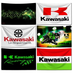 3x5 Ft Motorcycle Racing Flag Polyester Printing K-Kawasakies Banner for Garage Wall Art Out Door Decoration With Brass Grommets