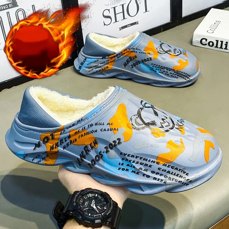 

Autumn and Winter Fleece-Lined, Warm Indoor Home Anti-Cold Cotton Shoes, Non-Slip, Wear-Resistant, Closed-Toe Slippers