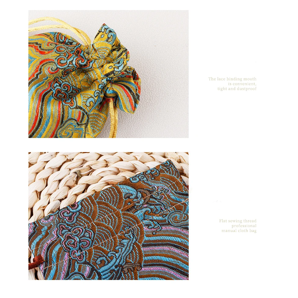 موجة نمط حزمة جيب الديباج الرباط حقيبة اليدوية الديباج حقيبة مجوهرات حقيبة للمجوهرات الفواكه المجففة أدوات مكتبية #3