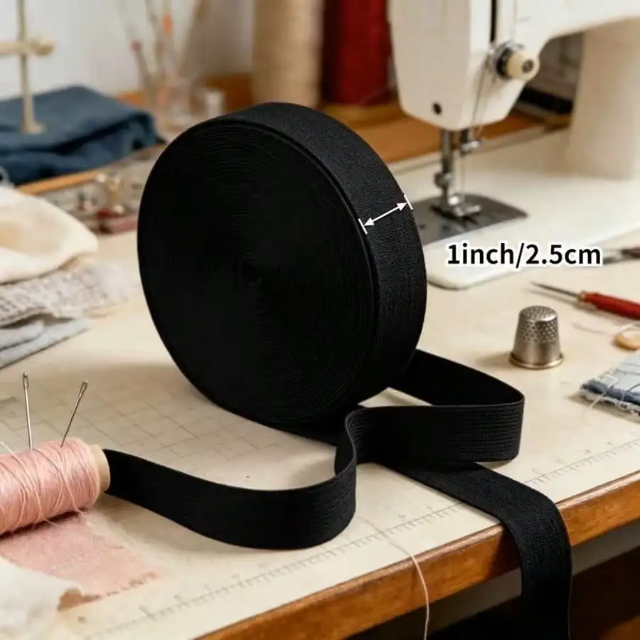 Uiewefy 2 Rolls Of Sewing Elastic Band, 1 In/2.54 Cm, 3/4 In/1.98 Cm Wide, Thick And Highly Elastic Knitted Fabric, Sewing Belts, 10 Meter (5 Meter In White, 5 Meter In Black)  sh260828160713470964578