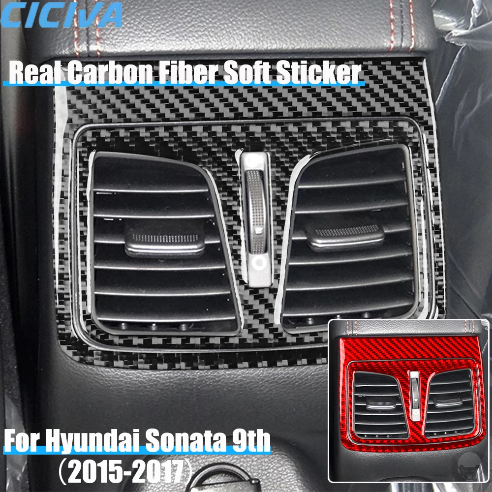 

Автомобильные аксессуары из настоящего углеродного волокна, задняя вентиляционная панель, декоративная крышка, мягкая наклейка для Hyundai Sonata 9 LF 2015 2016 2017