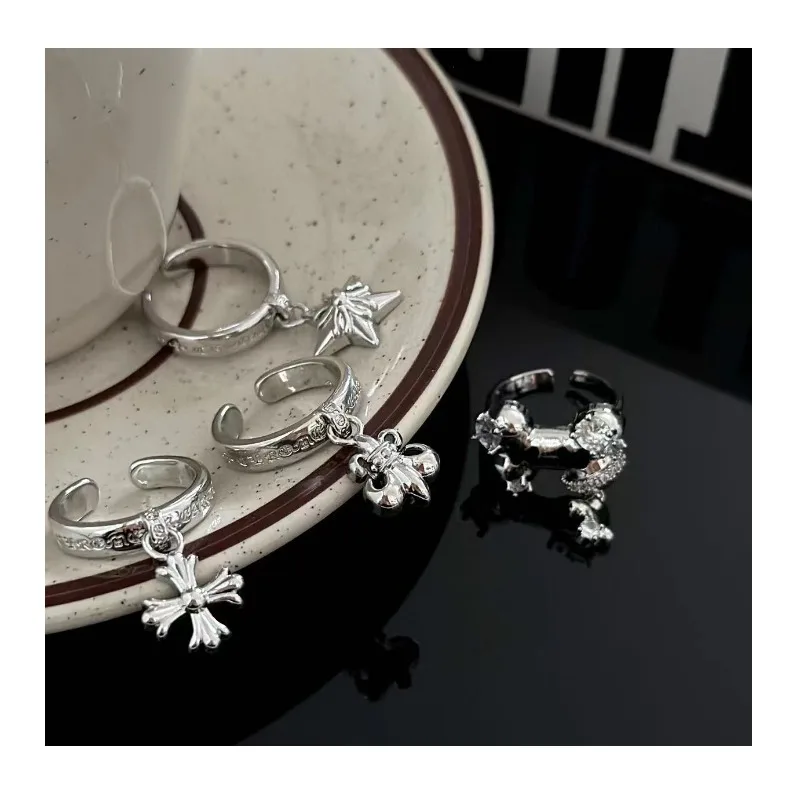 

Niche Opening Star Cross Love Pendant Index Finger Ring Women's Fashion Personality Simple Versatile Ring Jewelry