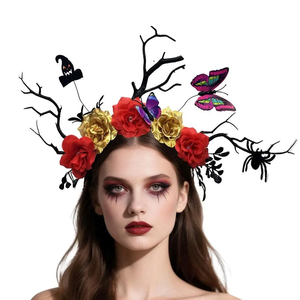 

Halloween Devil Bat Hair Band Gothic Dark Branch Butterfly Headwear Party Festival Performance Decor Headpiece Hair Accessories