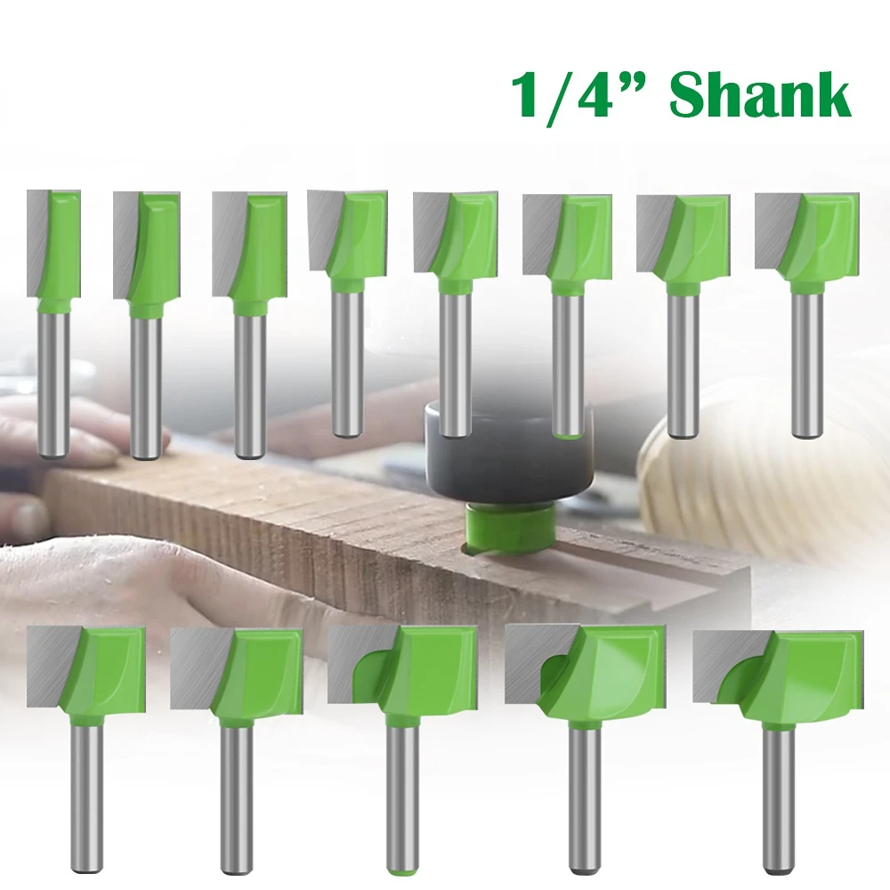 1/4 Shank Cleaning Bottom Bit Straight Router Bit set Clean Milling Cutter Woodworking Power Machine 1pc