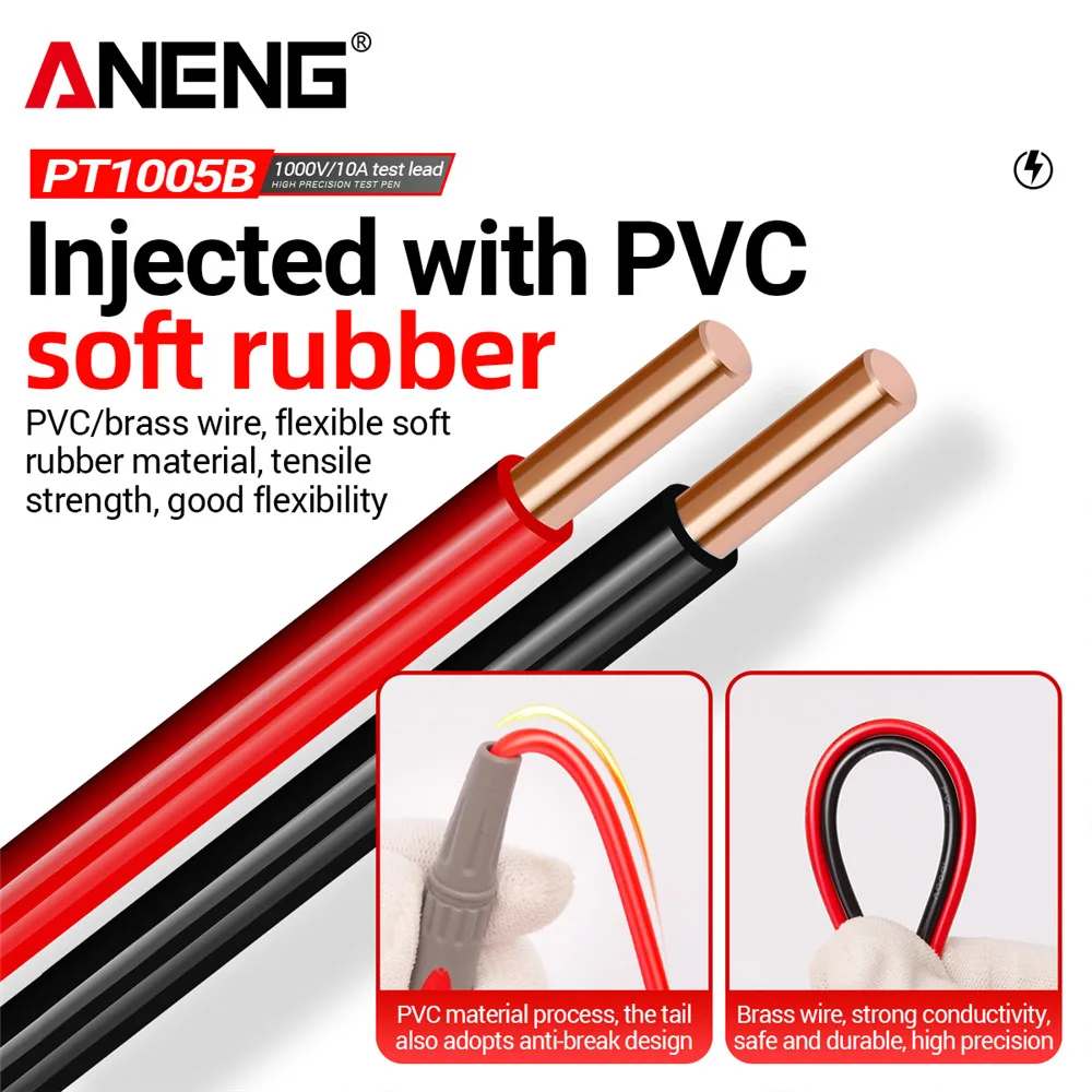 ANENG PT1005B Digital multimetro Probe Test Leads 1000V 10A Universal Needle Tip Multi Meter Tester Lead Probe Wire Pen Cable