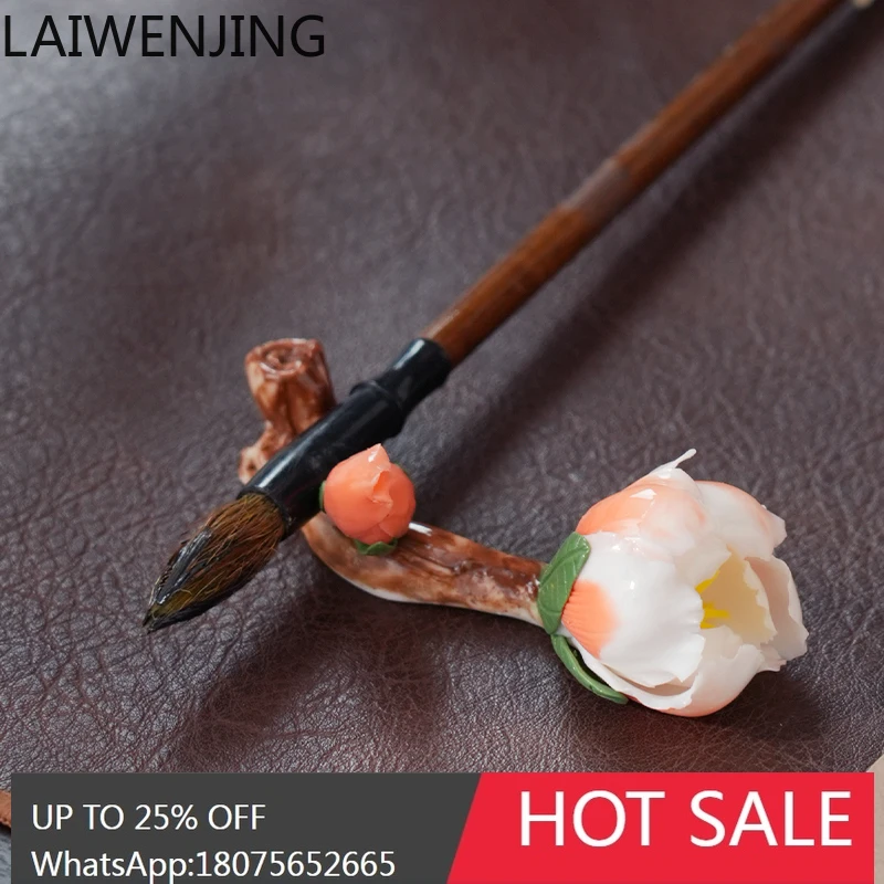 ceramic new Chinese handmade peony incense insert tabletop ornament clip pad