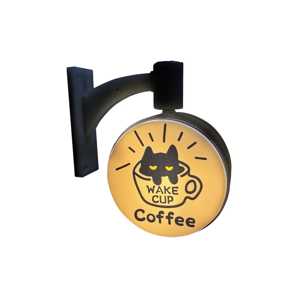Magnetic Coffee Corner Light Sign Cartoon Cat Retro Glowing Cat Fridge Magnet Soft Light Rotatable