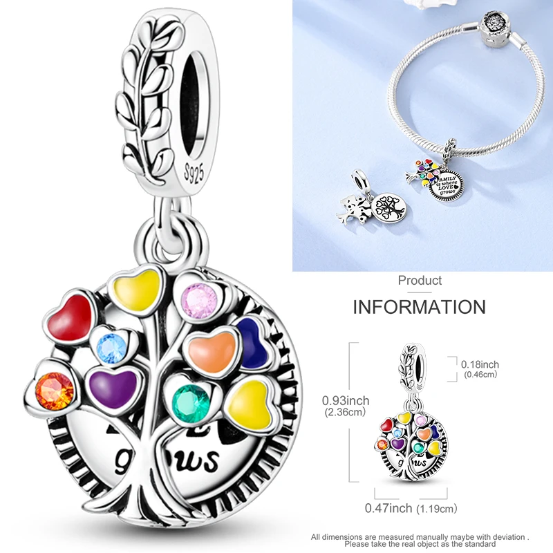 925 Sterling Silber Bunte CZ-Charm-Perlen Herz Baum des Lebens Elefant Hamsa Pfote Sonne Mond für DIY Armband Halskette Geschenk – Detail 25