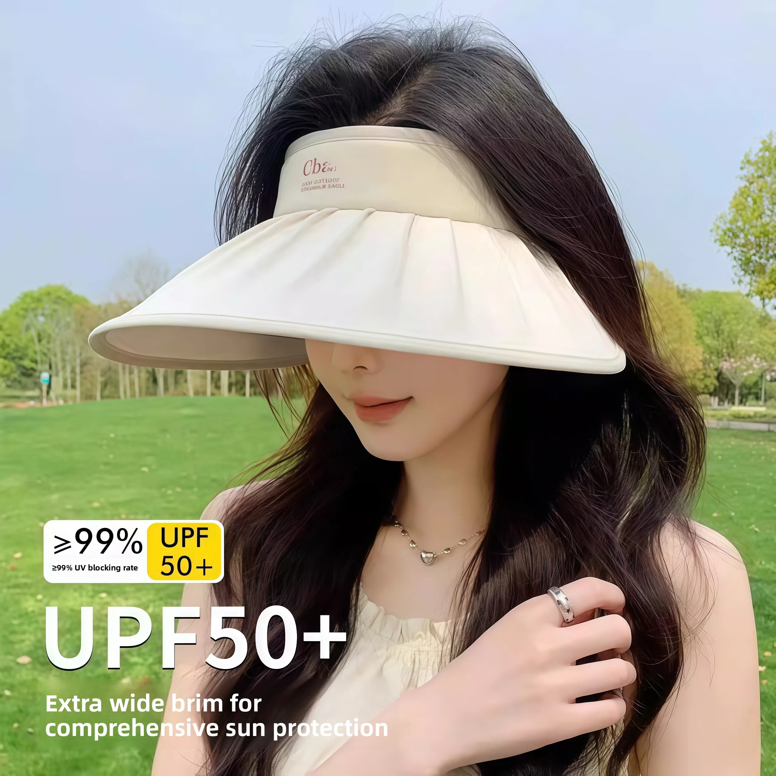 2026-new-large-brim-sun-hat-foldable-summer-cycling-uv-protection-empty-top-sunshade-hat-women's-style-digital-brand-insulate