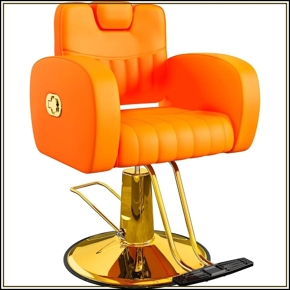 440 lbs Salon Chair Ergonomic, Heavy Duty, Reclining, Thickened Cushions