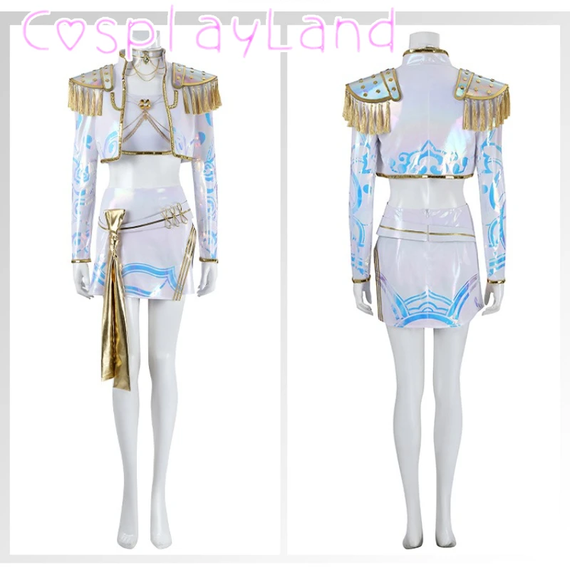 

Halloween Kpop Demonp Mira Cosplay Costume White Coat Vest Skirt Full Set Christmas Anime Stage Performance Outfit Custom Made