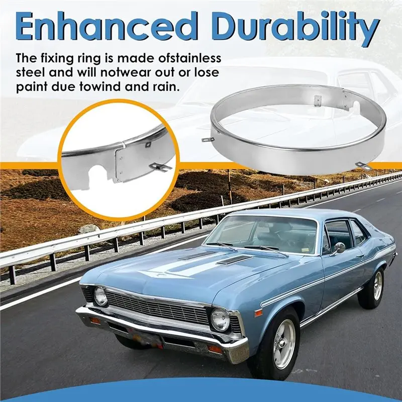 NEW-Mounting Bucket And Retaining Ring Kit For Headlamp For Chevy II 1968 Camaro 1967- 1969 1969- 1970 Chevrol 19