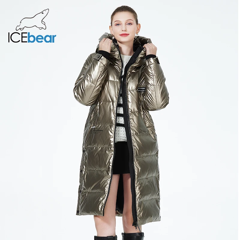 ICEbear 2023 winter new style long down jacket fashionable over the knee winter ladies hooded coat GWY22527D