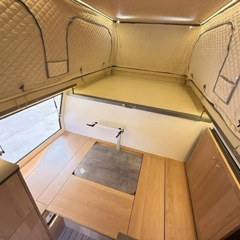 Compact Pop Up Pickup Truck Camper Tent Hard Shell Design, Fully Equipped Camping Pod with Bed Platform Solar Ready Roof view 5