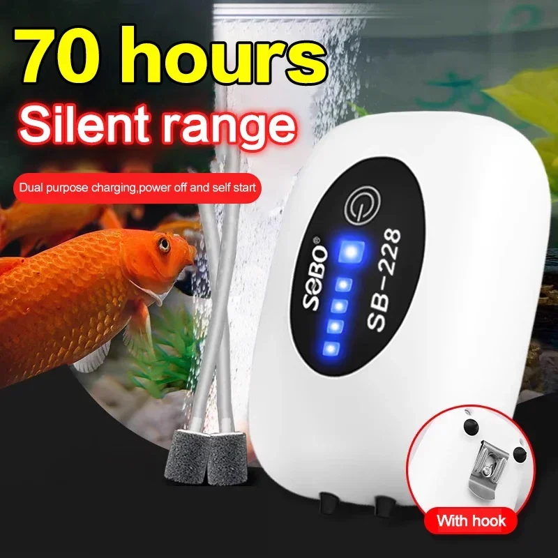 Sb-238 EU Aquarium Oxygen Pump Compressor Fish Tank USB Rechargeable Small Portable Exhaust Ultra-quiet Indoor Outdoor Fishing