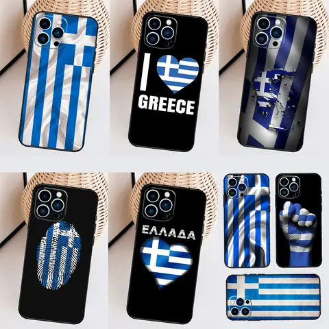 Greece Greek Flag Case For iPhone 15 Pro Max 14 13 12 11 16 17 Pro Max mini 15 16 Plus 16e 17 Air Back Cover