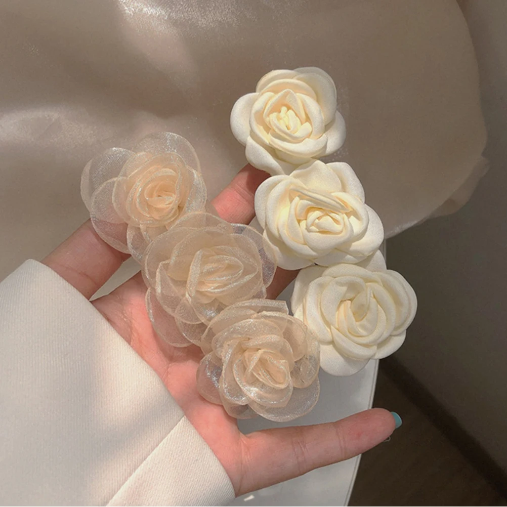 

2 Pcs Camellia Hair Clip Wedding Accessories Pin Clips French Flower Fabric Flowers Women's for