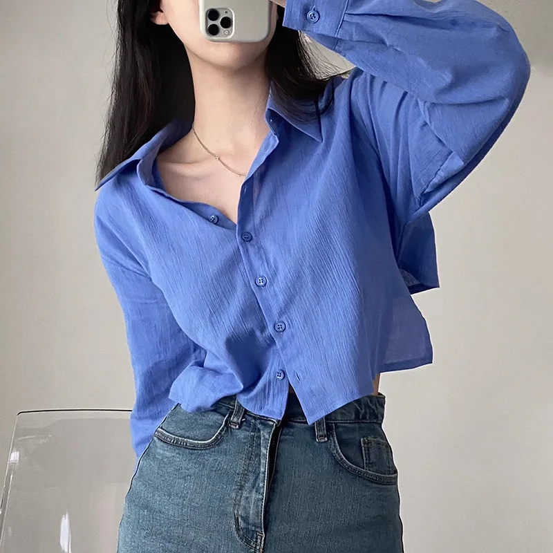 Women Shirt Blouse Casual Sun Protection Long Sleeve Top Outerwear Thin Female Chiffon Loose Cardigan