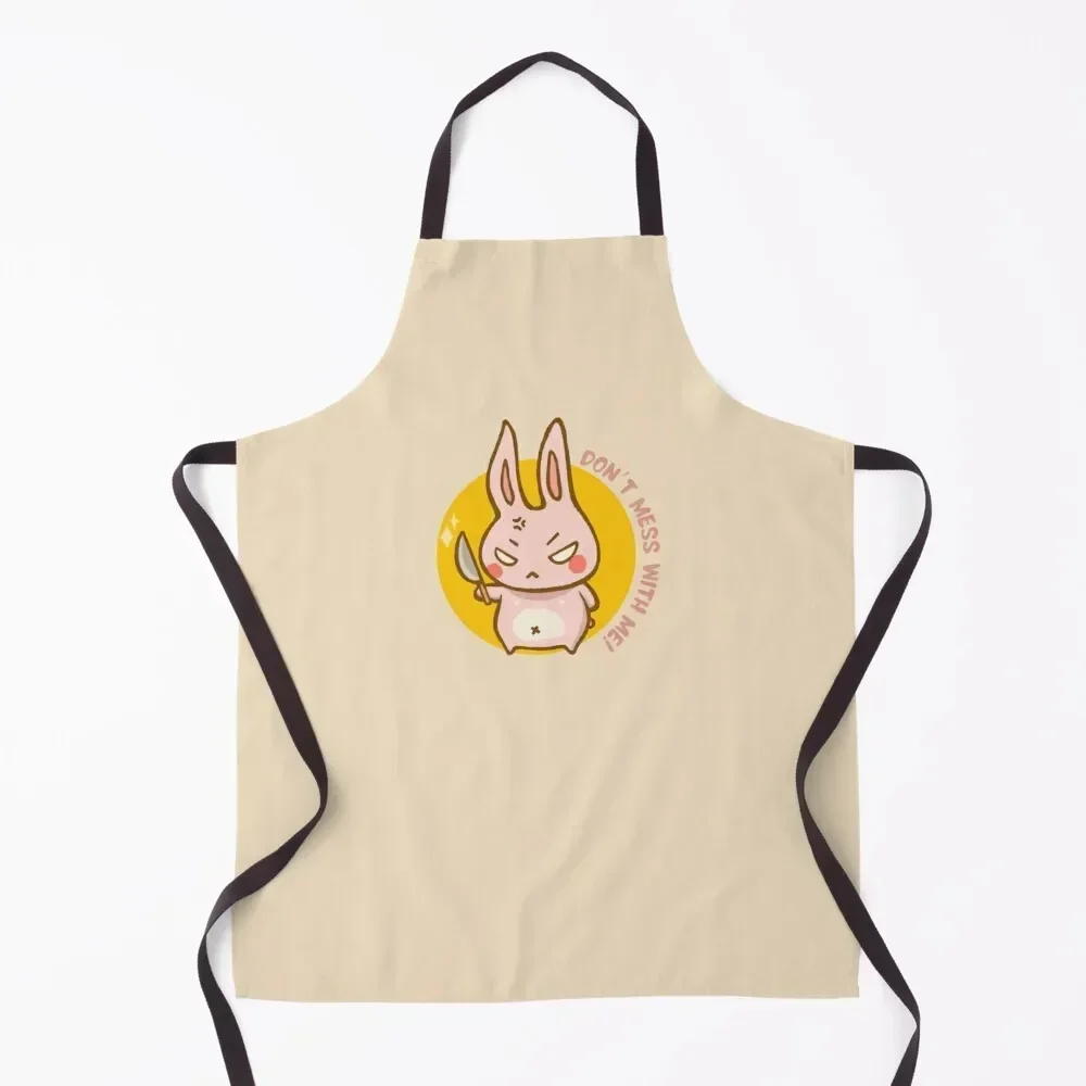 

Angry Bunny: Don’t Mess With Me! Apron For Nail Stylist Kitchen Kawaii Accessories Cleaning Products For Home Camping Apron