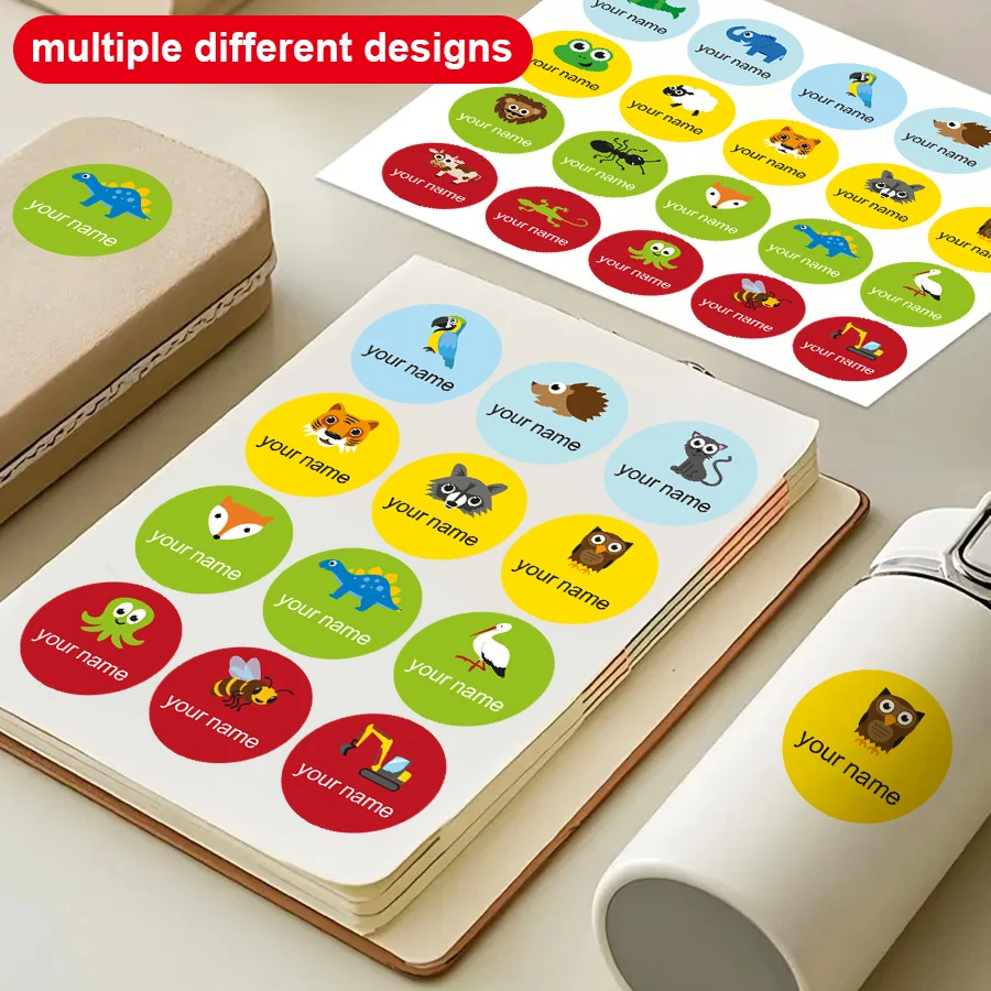 ملصقات مقاومة للماء للأطفال اللطيفة - ملصقات أسماء مخصصة لزجاجات المياه وحقائب الظهر |   اللوازم المدرسية ومعدات السفر