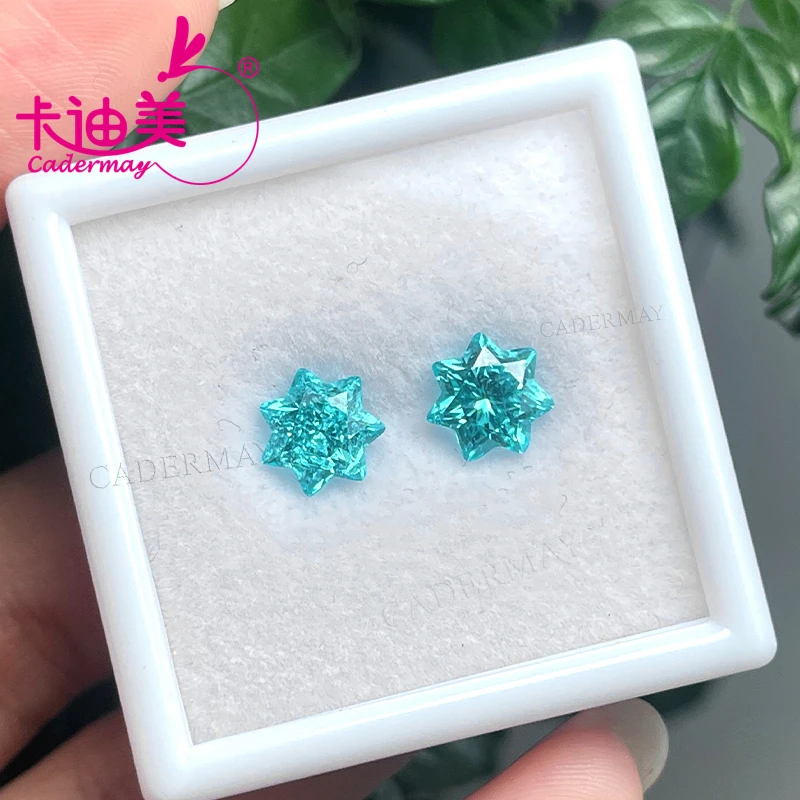 Heptagram Paraiba Neon Blue Color Lab Grown Yttrium Aluminum Garnet Stone With Ice Crack Inclusion For Inlaid Jewelry Making DIY