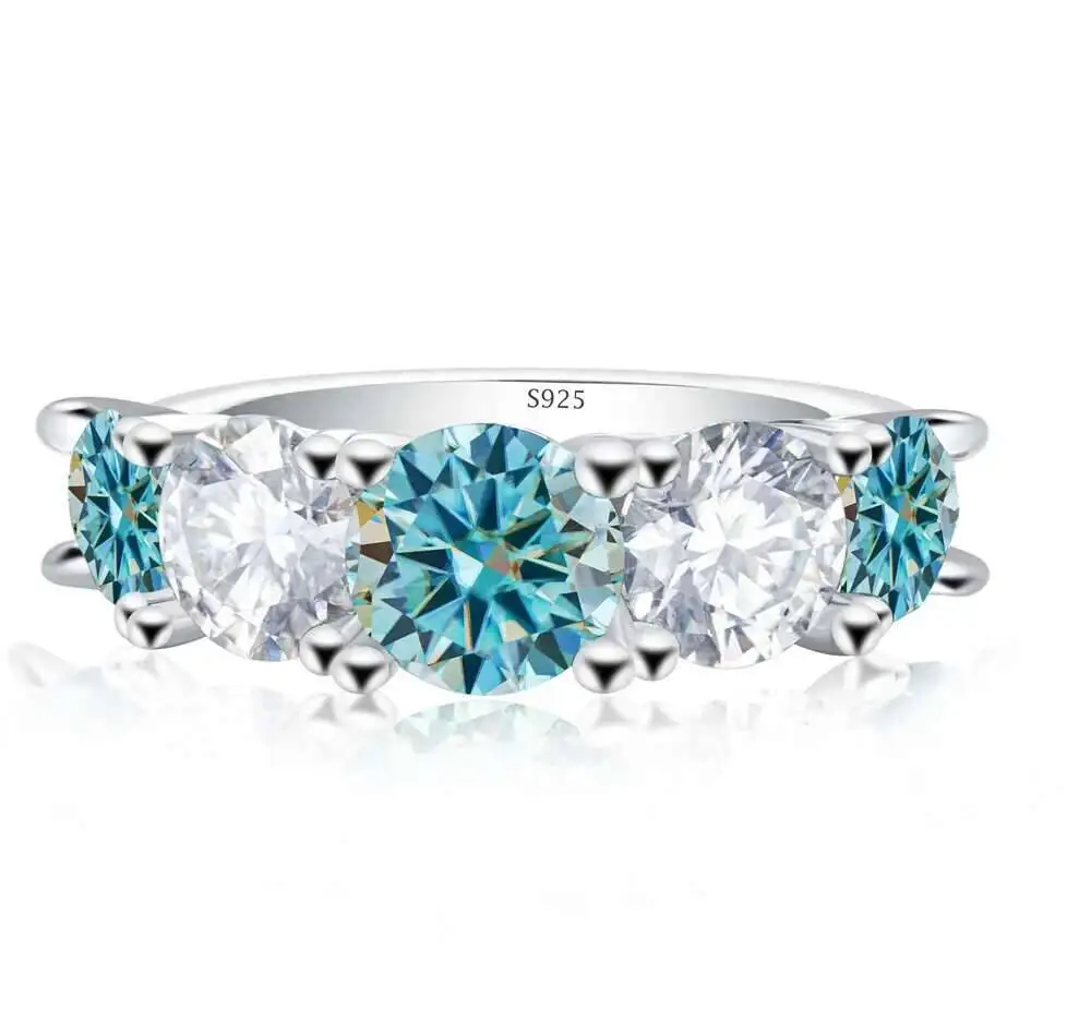 100% 3,6 Sterling Silber Karat volle Moissan ite Ringe für Frauen 18 Karat Weißgold Farbe Verlobung Hochzeit edlen Schmuck – Detail 4