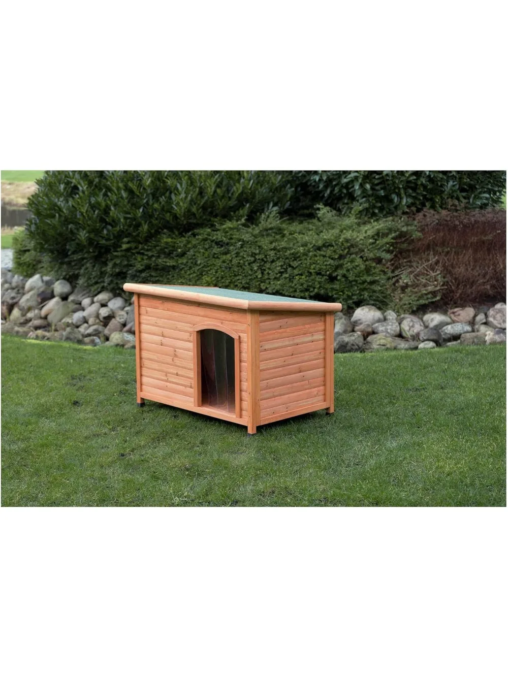 Natura Classic Insulated Weatherproof Dog House with Plastic Door Flap, Hinged Roof, Adjustable Legs, Largeoor Flap, Flat Hinged