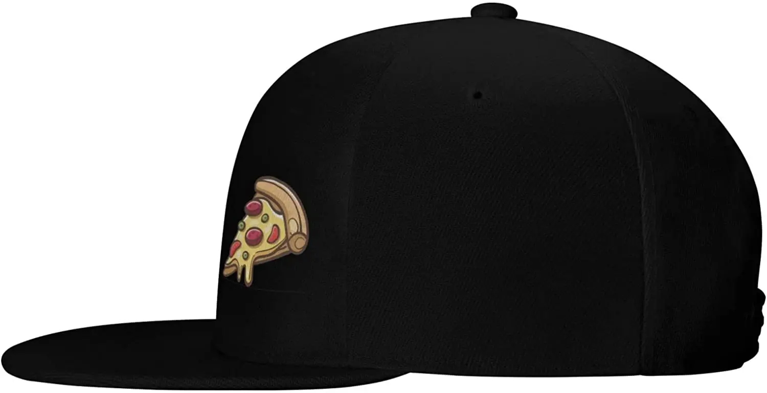 Sombrero de ala plana de pizza para hombres, gorra Snapback, sombrero de Hip Hop, gorra de béisbol ajustable clásica negra para correr, senderismo, talla única para adultos