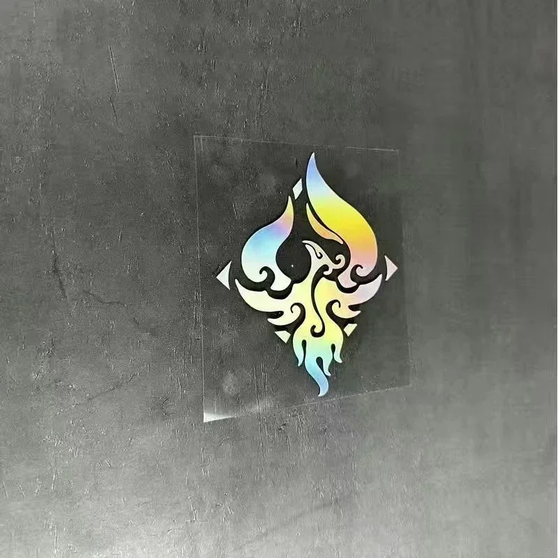 10cm X 8cm Genshin Impact Beelzebul Hu Tao Zhong Li Klee Yae Miko Paimon Video Game Logo Icon Stationery Laser Flash Car Sticker