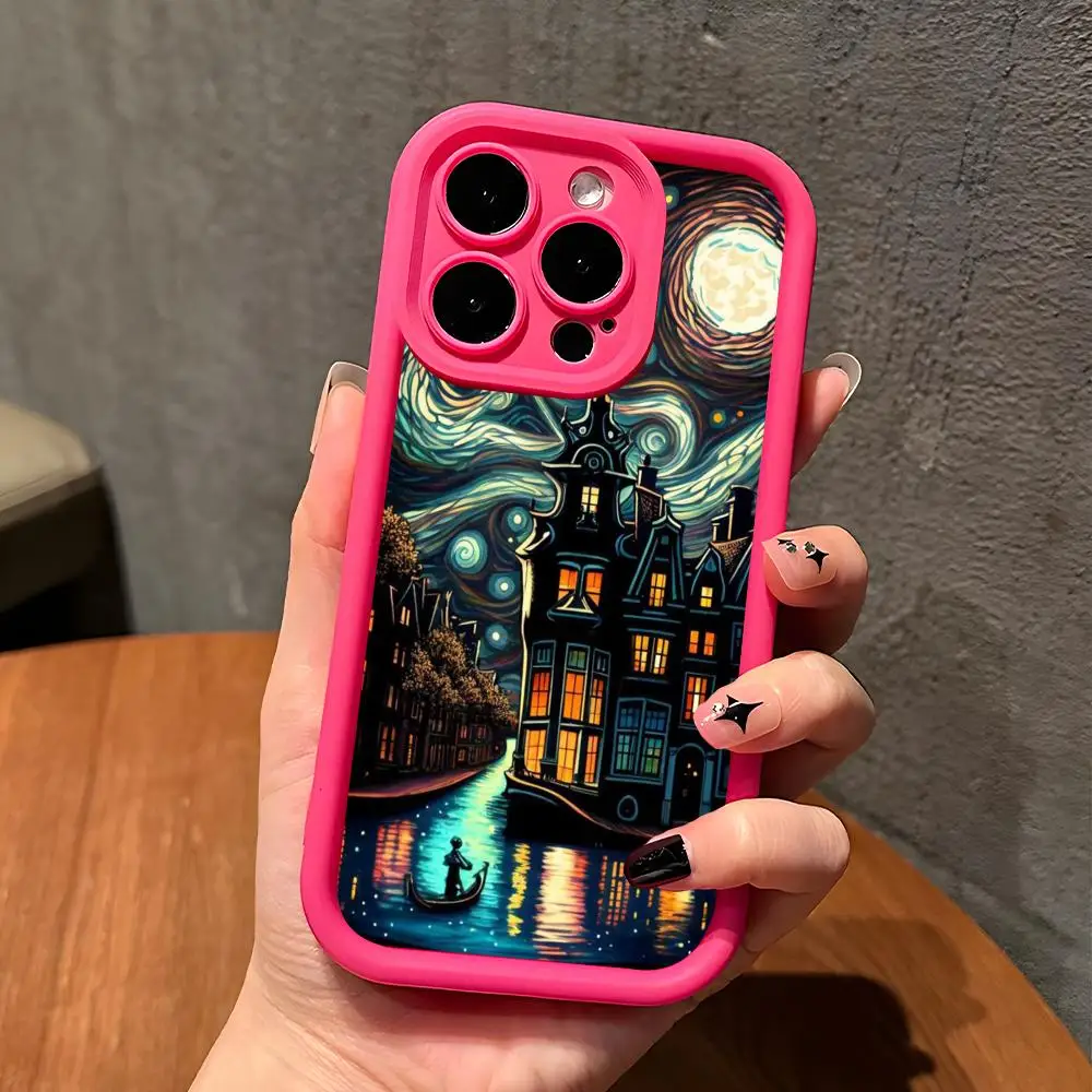 

Fashion Art Building Mobile Phone Case for iPhone 17 16 15 14 13 12 11 Air Pro Max Plus Thicken TPU Colorful Cover Luxury Cover