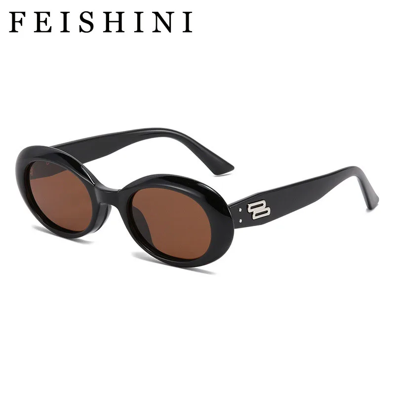 

Feishini Star Quality Original Sunglasses Women UV400 Oval Brand Designer Fashion Vintage Trendy Narrow Eyewear UV Protection