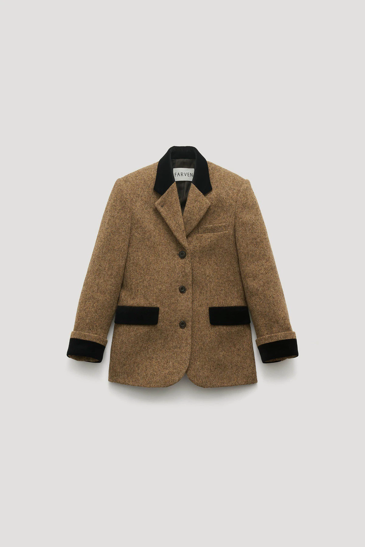 PREON Autumn Winter Wool Blend Color Blo Suit Jaet Women's Commute Sle Loose Fit Long Sve Single Button Closure