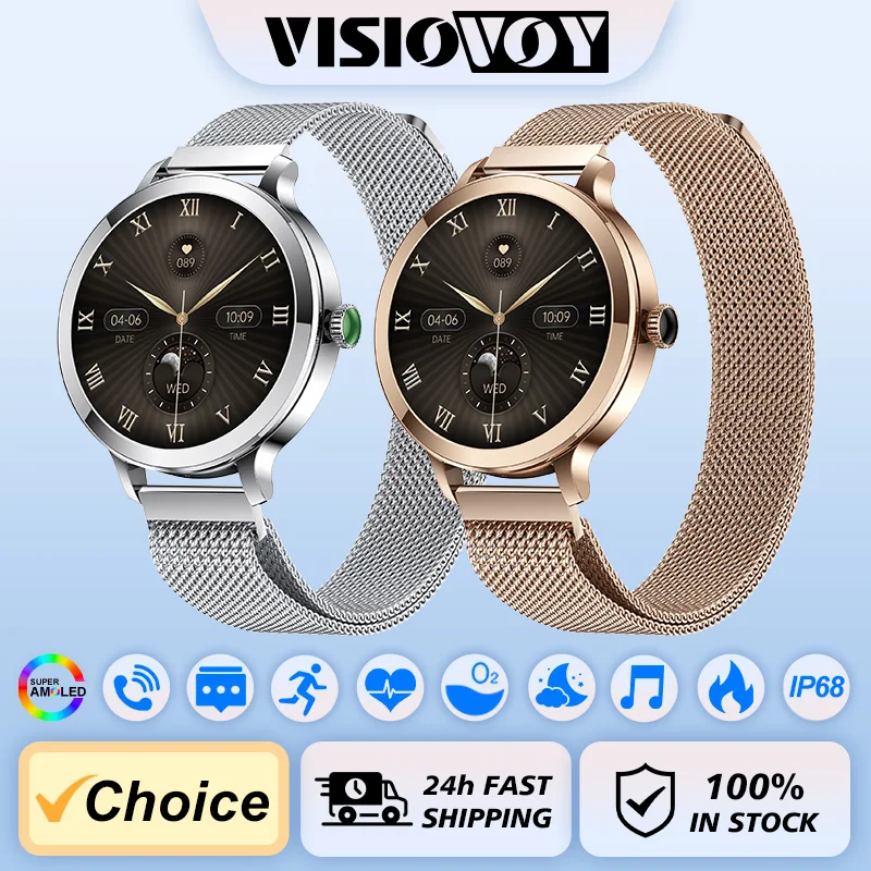 

1.19 inch AMOLED Screen Fashion Ladies Smart Watch Screen Always Display Bluetooth Call Smartwatch Metal Body Small Screen Watch