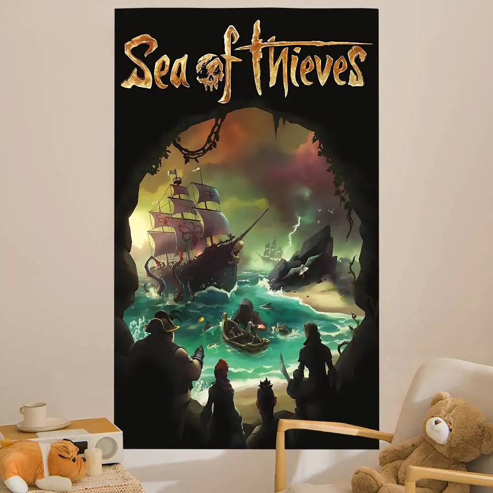 Adventure Game S-Sea Of T-Thieves Cool Cartoon Tapestry Wall Hanging Decoration Household Home Decor