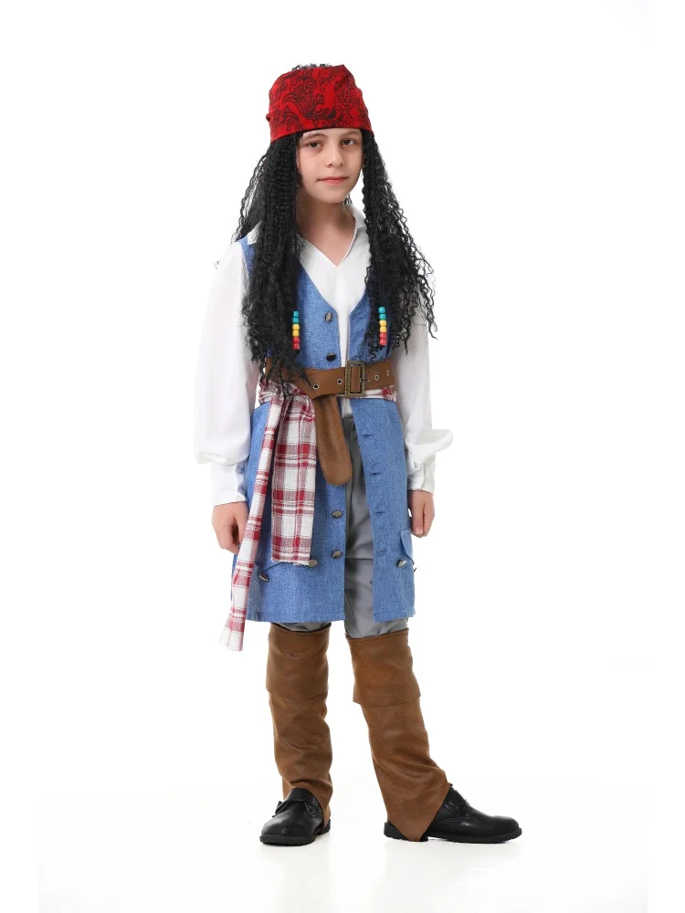 Unisex Retro Piraten-Cosplay-Outfit Blaue Weste Halloween Karneval Familien-Paar Kostüm Bühnenkostüm 2026 – Detail 27