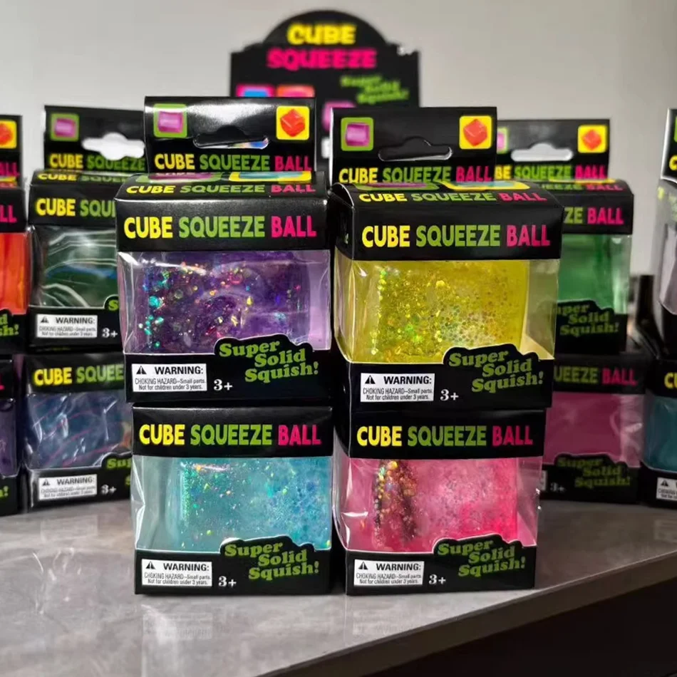 Flash Soft and Glutinous Sensory Stress-relief Toy Cube Filled with Gel Stretchable Ball Soft Ice blind box Slow Rebound Gift