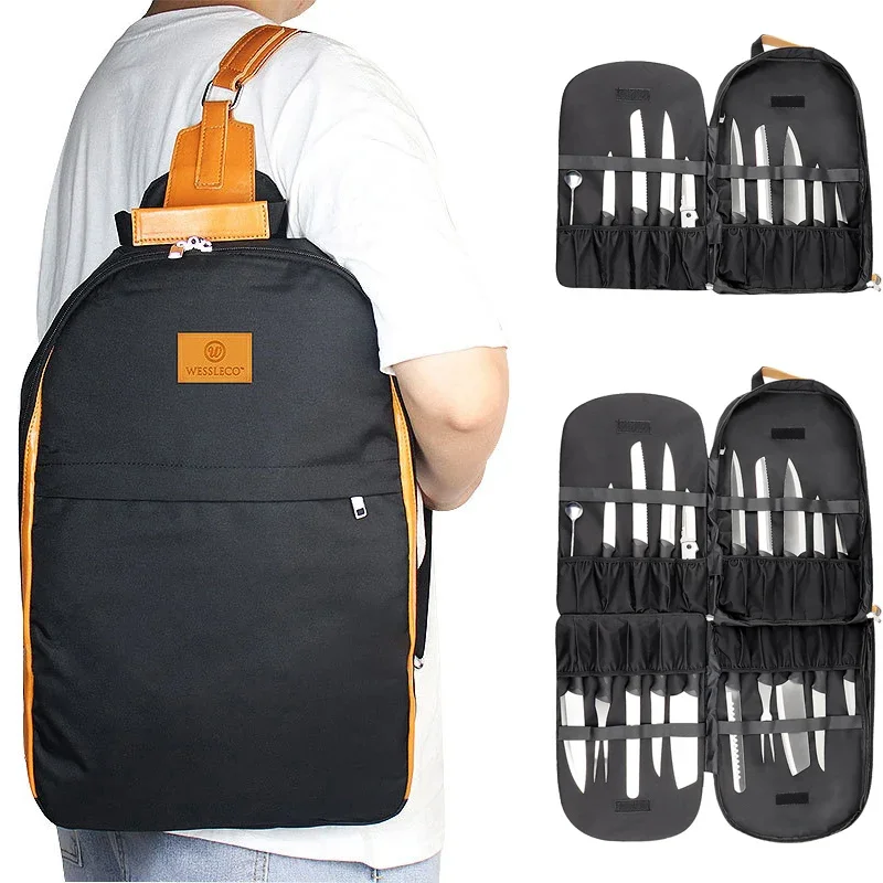 21 Slots Professional Kitchen Chef Knife Bag Backpack Case Picnic Camping Carrying Storage Case Portable Knives Package Pouch