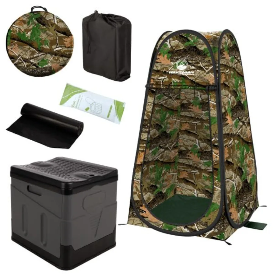 

Portable Toilet for Adults with Pop Up Privacy Tent - Camping Toilet Travel Potty Bathroom Kit with Camping Shower Tent or Chan