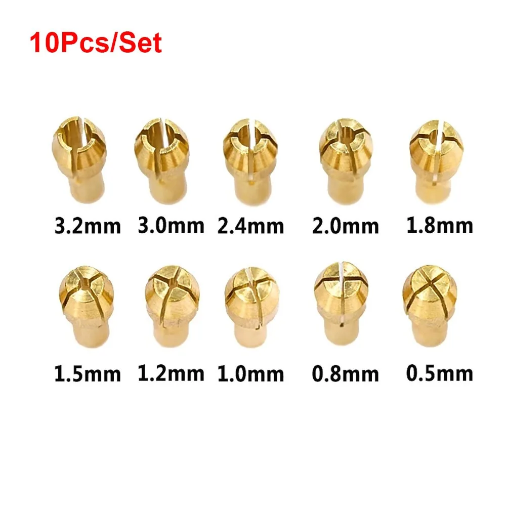 

10Pcs Durable 4.8mm Shank Mini Drill Chucks Brass 0.5mm-3.2mm Metal Drill Chucks Collet Chuck Adapter For Dremel