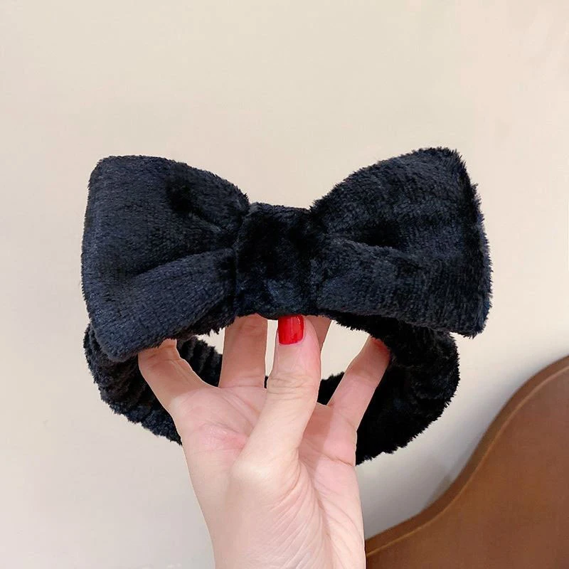 2023 Wash Face Hair Holder Hairbands Soft Warm Coral Fleece Bow Ears Headband for Women Girls Make Up Turban Hair Accessories