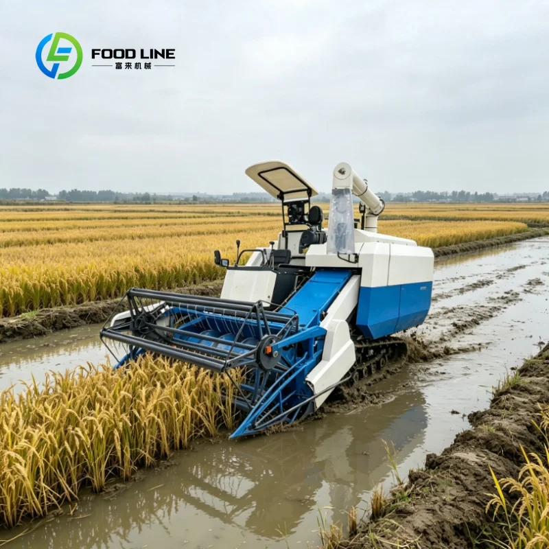 Customized Medium Agricultural Combine Harvester with Crawler Track for Rice Wheat and Grain Harvesting
