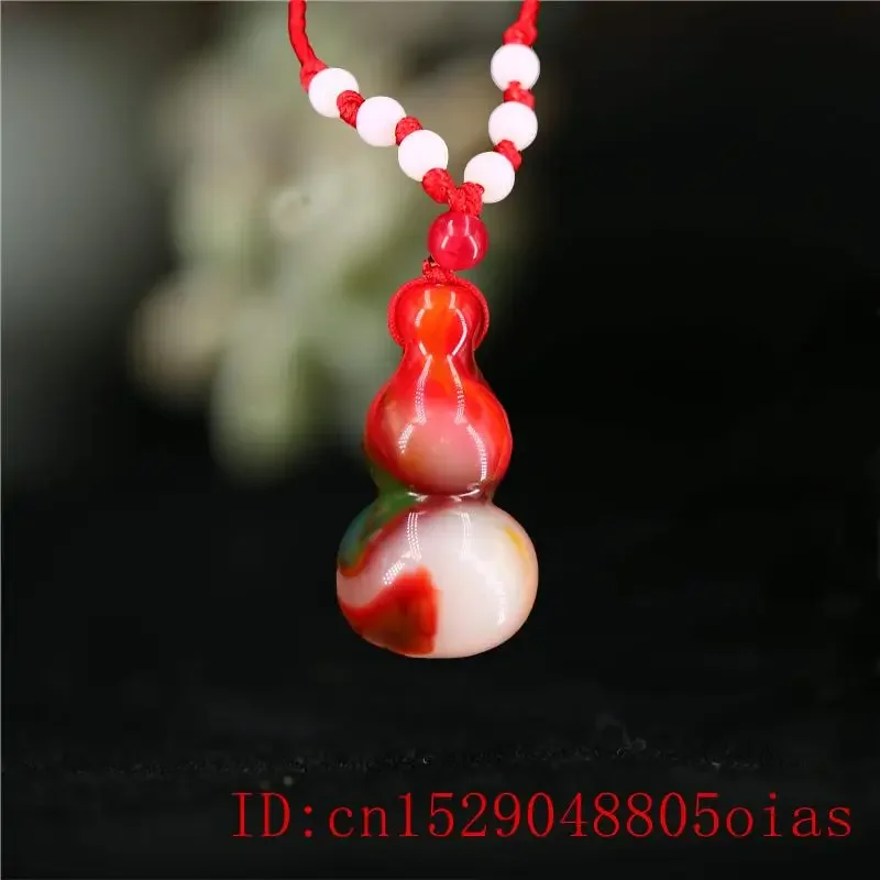 Colour Jade Gourd Pendant Gifts Charm Jewelry Amulet Natural Jadeite Carved Necklace Fashion Chinese