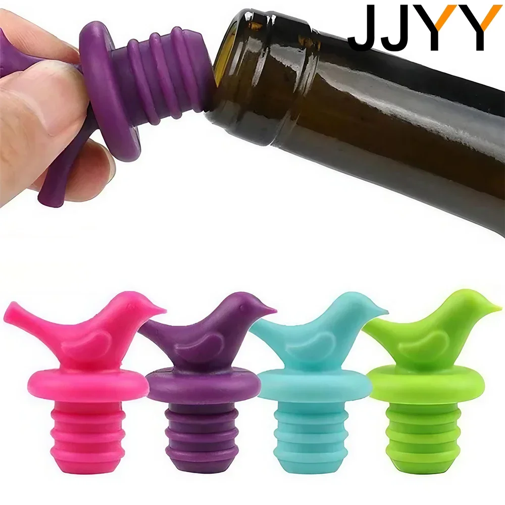 

JJYY Silicone bird wine stopper Animal shape wine bottle cap Vacuum stopper food grade sealing cap Home kitchen bar tools