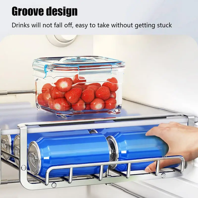 Drink Organizer for Fridge Automatic Beverage Organizer Soda Can Organizer Rack Stainless Steel Can Storage Holder for home