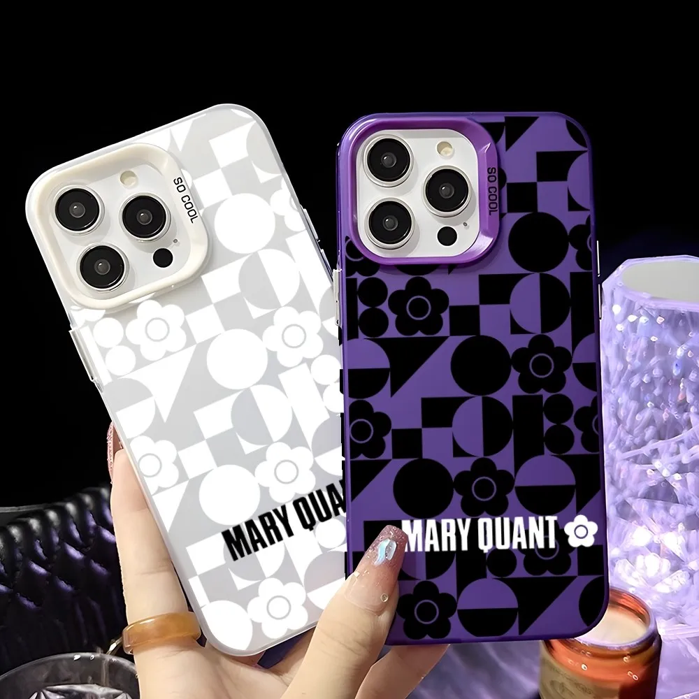 

Fashion M-Mary-Q-Quant Phone Case For iPhone 16 15 14 13 12 11 Pro Max Black Matte Multicolor Laser Metallic Aurora Cover