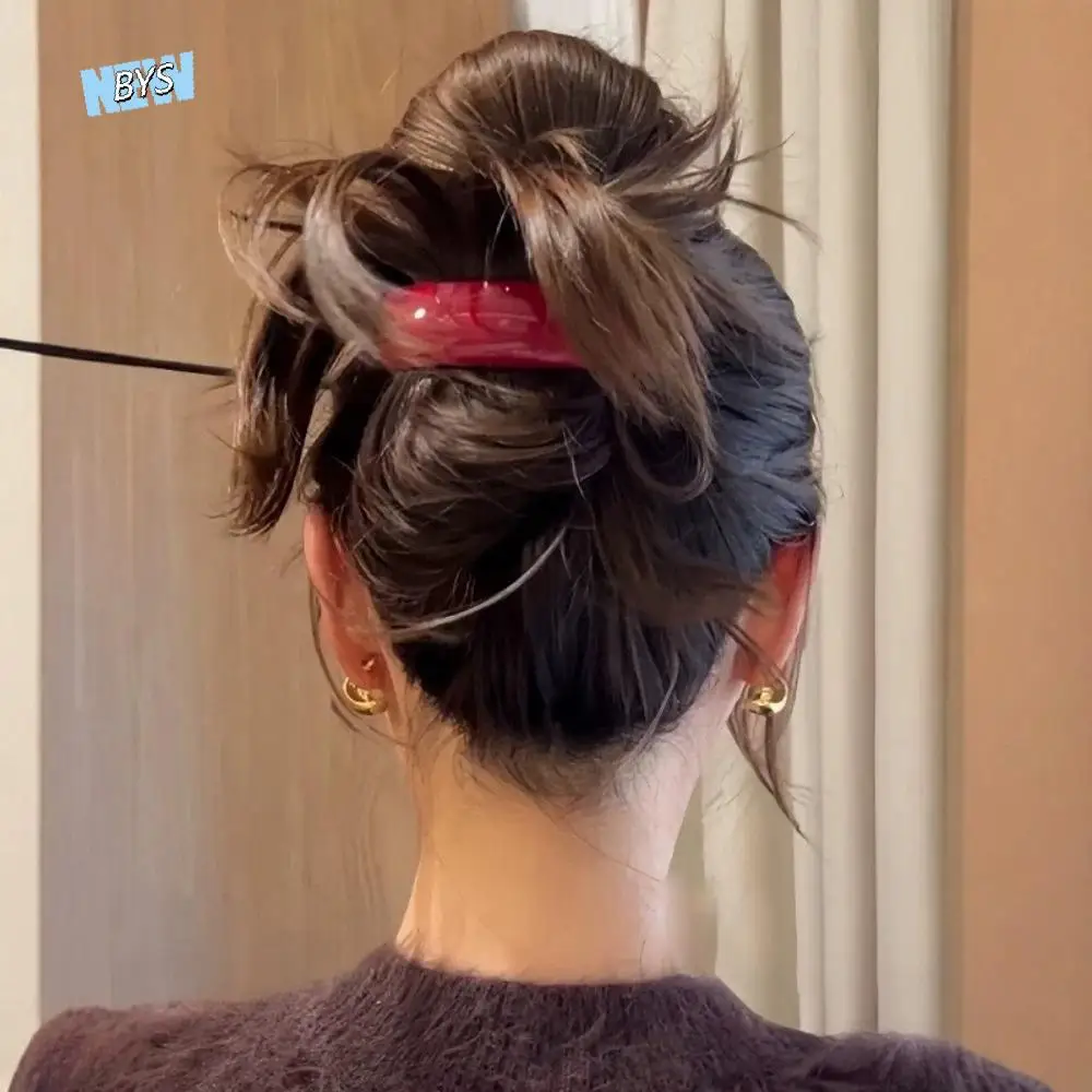 Simple French Style Acetate Hair Clip Red Sweet Ponytail Clip Temperament Elegant Barrettes Woman
