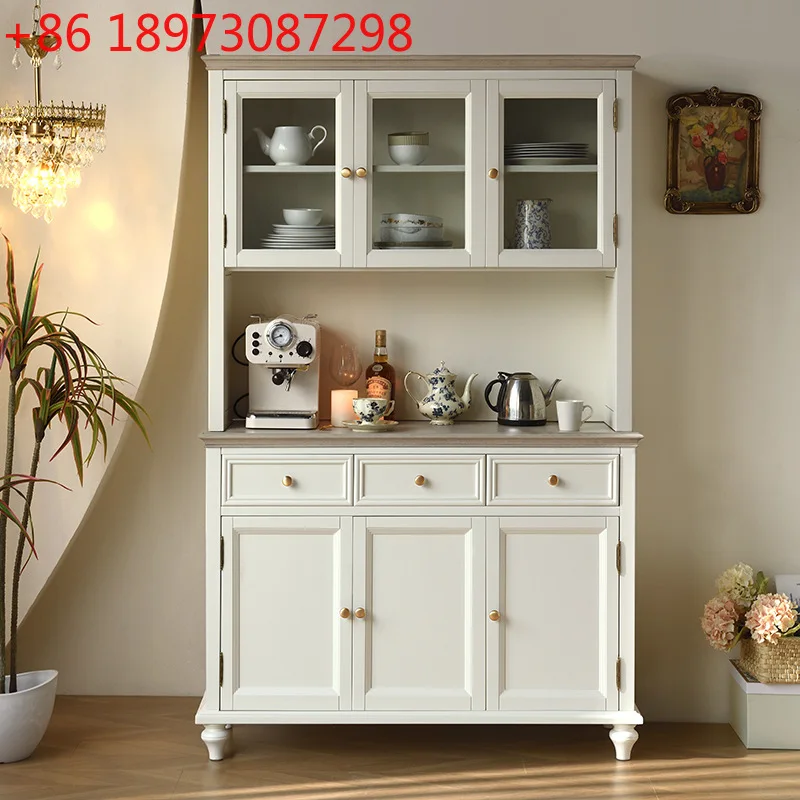 

Американский белый обеденный боковой трехдверный винный шкаф для гостиной, встроенный у стены, чайный шкаф