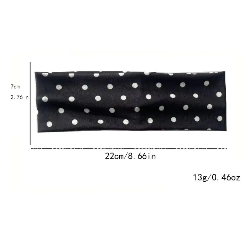 2/6 Stück Retro Polka Dot Stoff Breites Haarband für Frauen Elegantes Outdoor-Accessoire Mädchen Sportliches Yoga-Stirnband – Detail 3