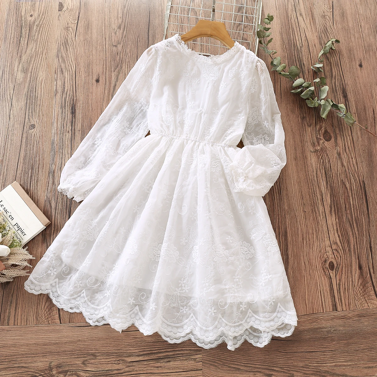 Flower Baby Girls Clothes Cute Lace Voile Wedding Birthday Party Princess Dresses Floral Embroidery Kids Dress Family Clothes